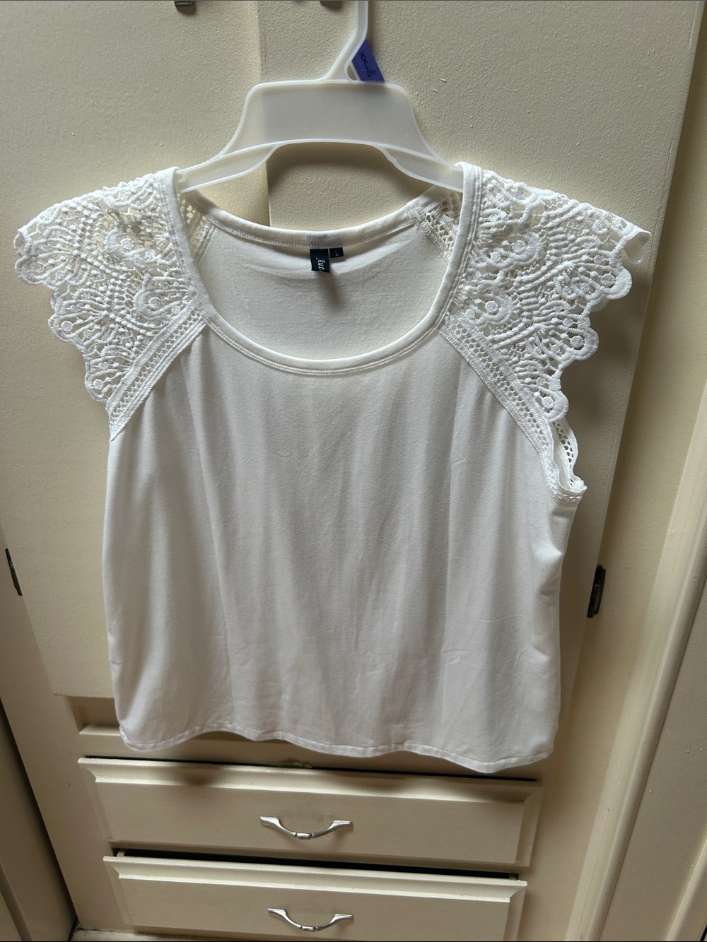 Women's White Lace Sleeve Knit Top